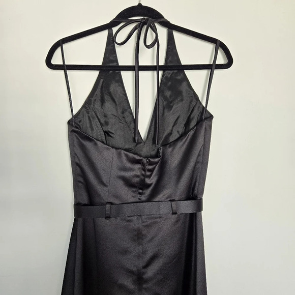 Scott McClintoch Vintage Black Tie Satin Gown‎ Rhinestone Buckle Belted Size 8 - Picture 9 of 15